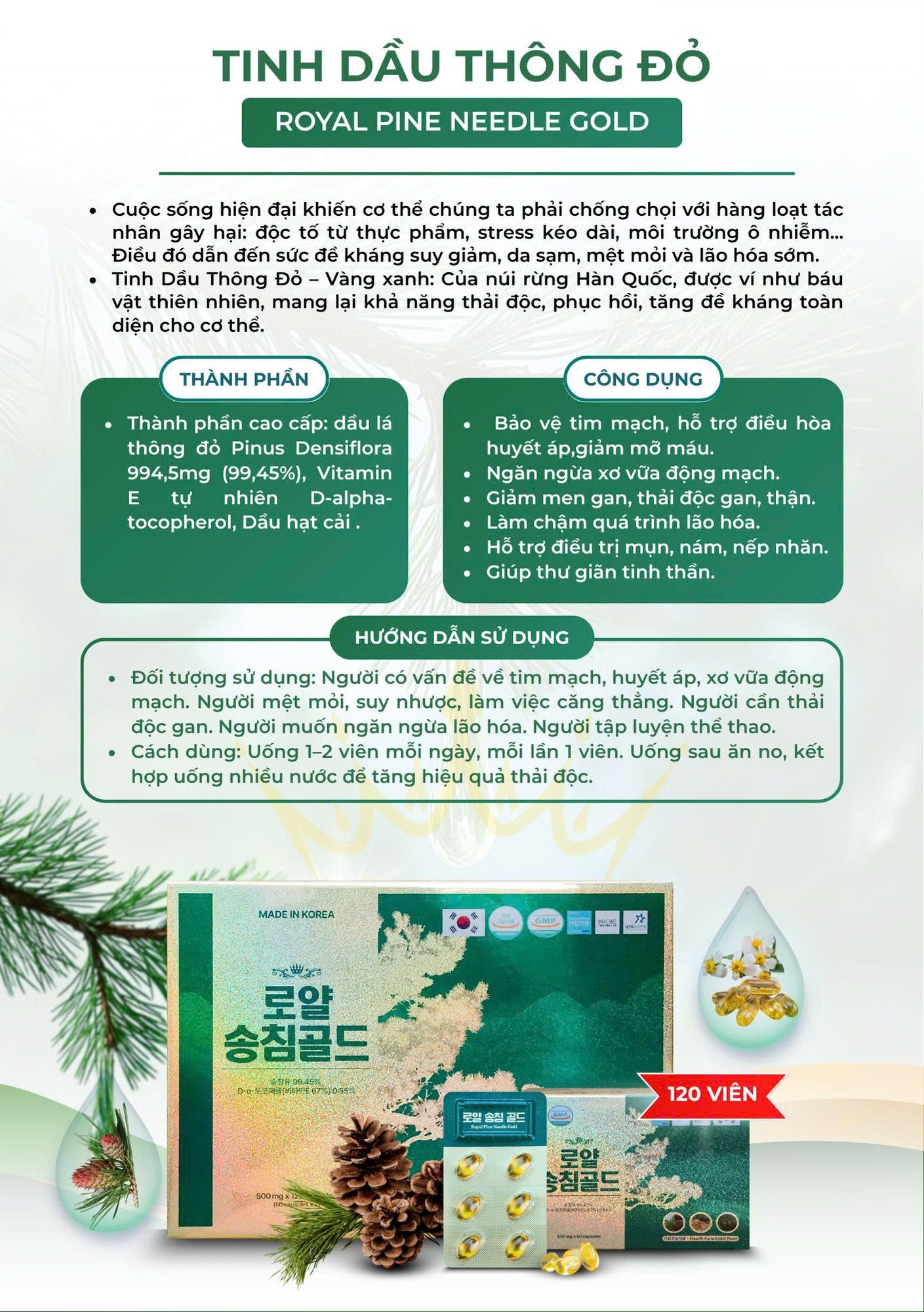 Tinh dầu thông đỏ Royal Pine Needle Gold