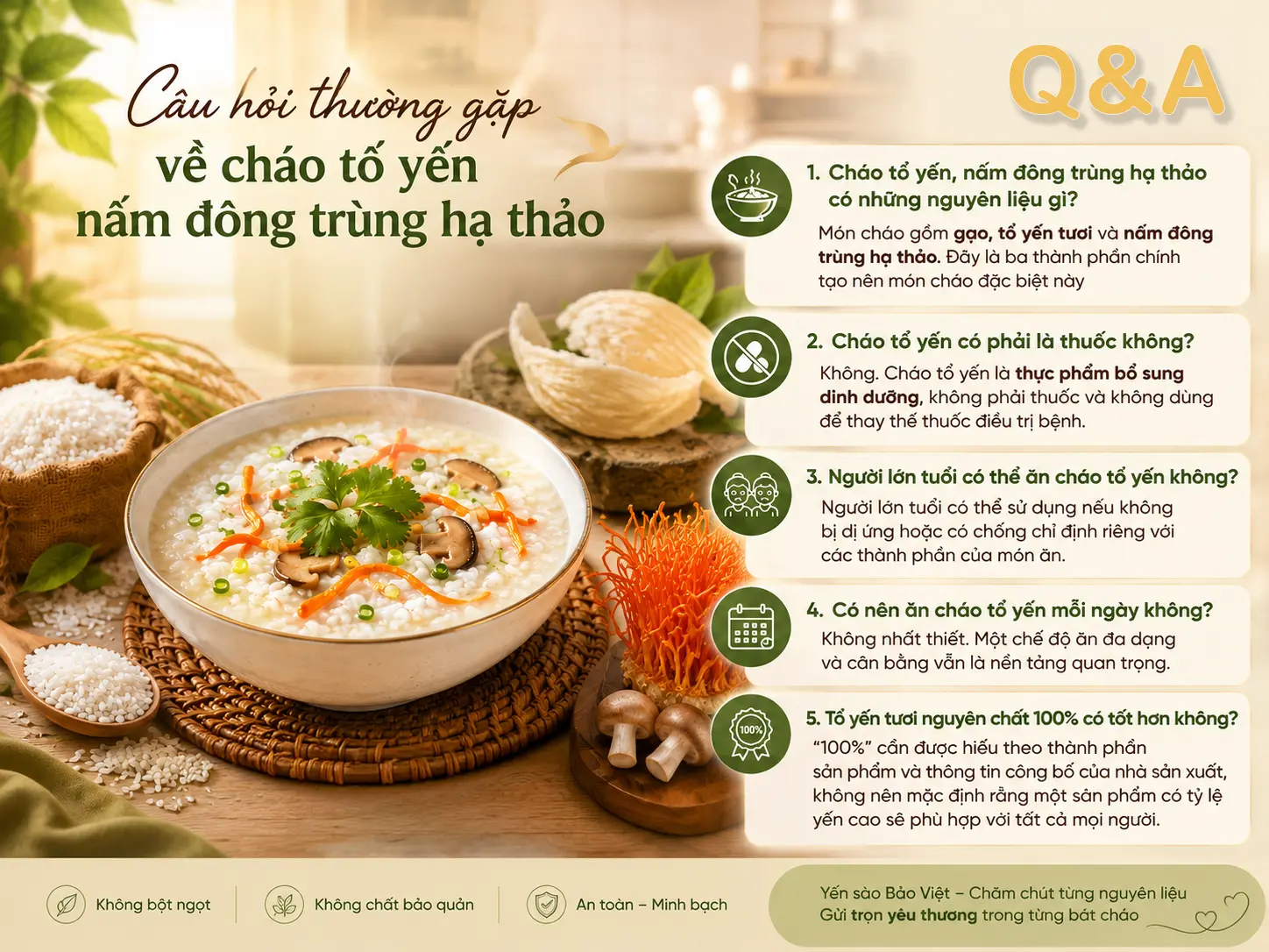 Cháo tổ yến nấm đông trùng hạ thảo – Món quà dinh dưỡng dành cho người thân thương